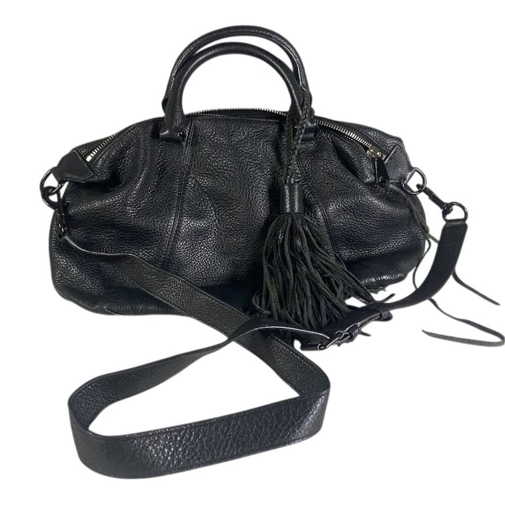 Rebecca Minkoff Isobel Black Leather Satchel Bag with Tassel Detail